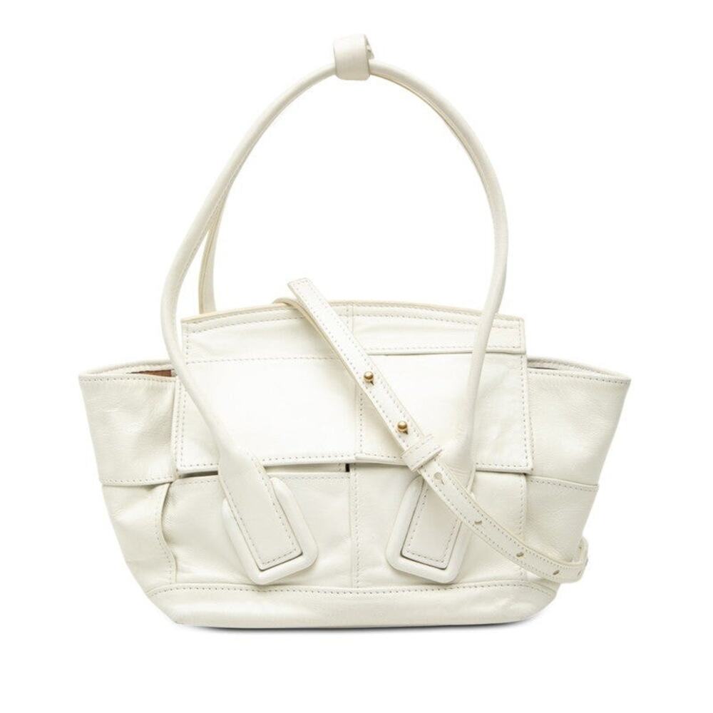 Bottega Veneta Maxi Intrecciato Arco Handbag White
